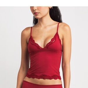 SKIMS Red Fits Everybody Red Lace Trim Tank